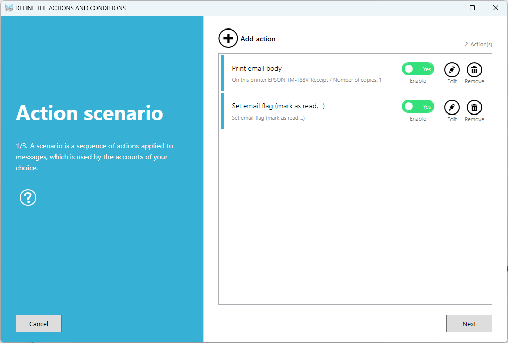Scenario to print emails with orders