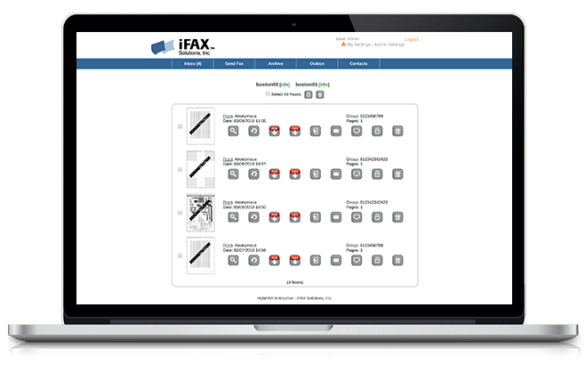 iFax control panel