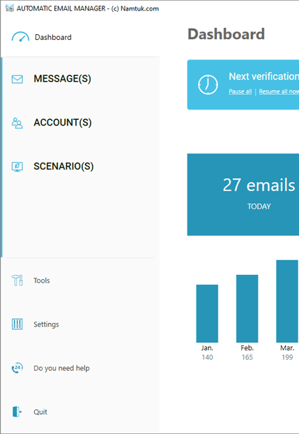 Main user interface for to process emails
