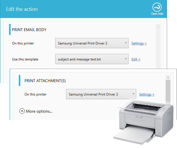 Printer for email and attachment